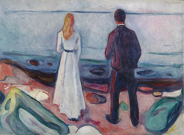 Edvard Munch, "Kaks inimolendit (Üksildased)", 1906-08. Allikas: Wikimedia Commons