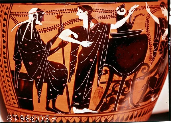 Pildil: Medeia, Peliase tütar ja katlasse pandud jäär mustafiguurilisel veenõul (© The Trustees of the British Museum)