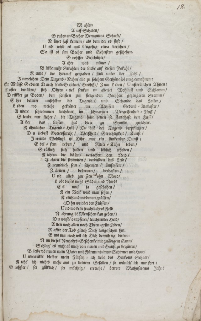 Pildil: Christoph von Vietinghofi pokaalikujuline uusaastaluuletus krahv Magnus Gabriel De La Gardiele 1654. 