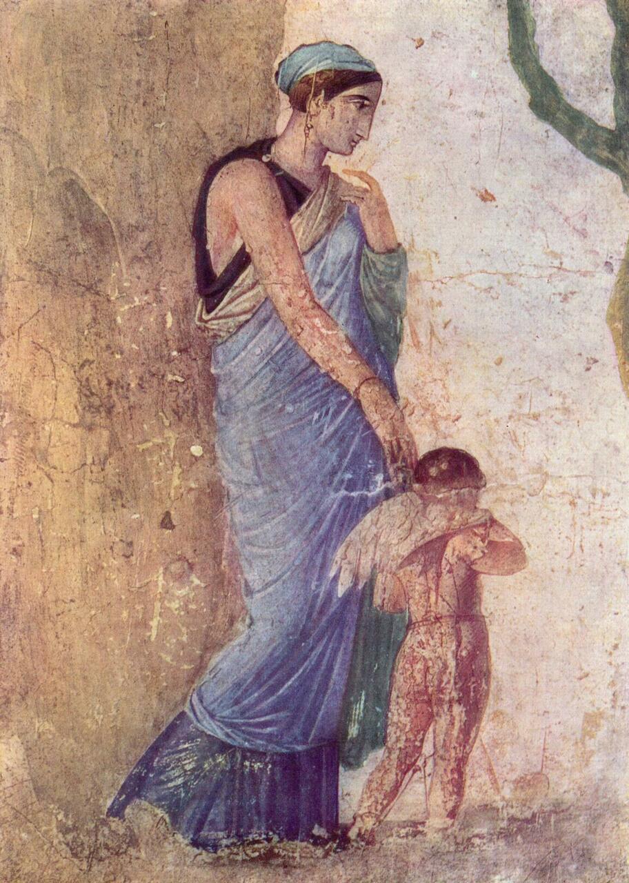 Aphrodite koos oma poja Erosega (Pompei fresko, u 30 eKr). Allikas: Wikimedia commons