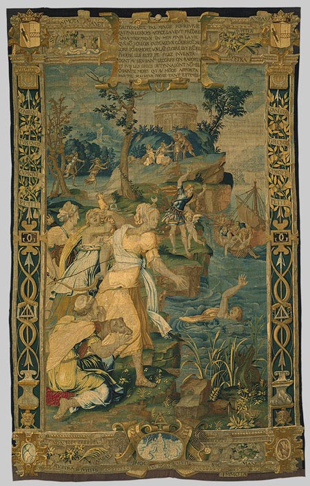 Britomartise uppumine, ilmselt Jean Cousin vanema kavandatud seinavaip (1547-49). Allikas: Wikimedia Commons.