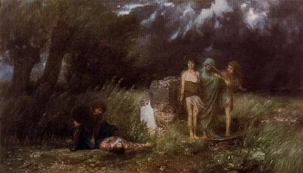 Arnold Böcklin (1870), Mõrvar, keda jälitavad Fuuriad, Bayerische Staatsgemäldesammlungen.