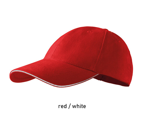 6P SANDWICH klassikaline kahevärviline punane-valge nokamüts