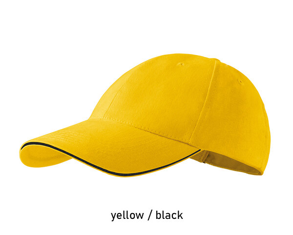 6P SANDWICH klassikaline kahevärviline kollane-must nokamüts