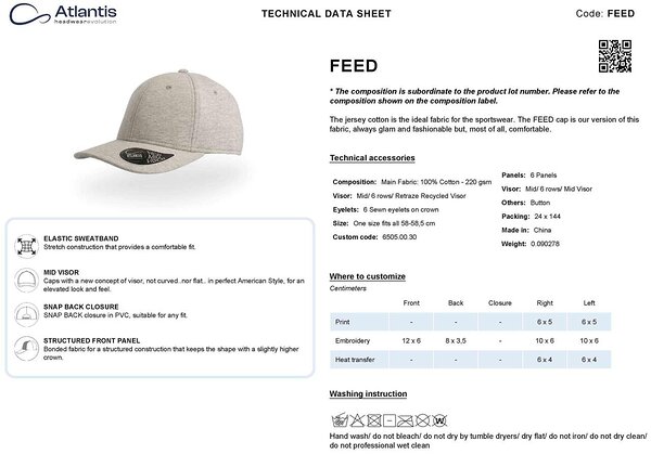 FEED äärmiselt mugav ja mõnus nokamüts, tehniline info