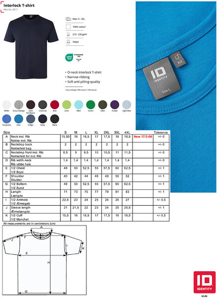 ID0517 meeste interlock särk: tehniline info