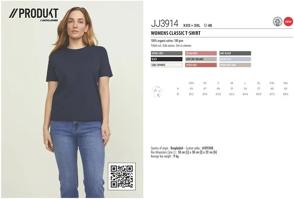 JJ3914 Jack & Jones naiste klassikaline t-särk: tehniline info