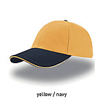 LIBERTY SANDWICH kontrastse äärega nokamüts, kollane / tumesinine