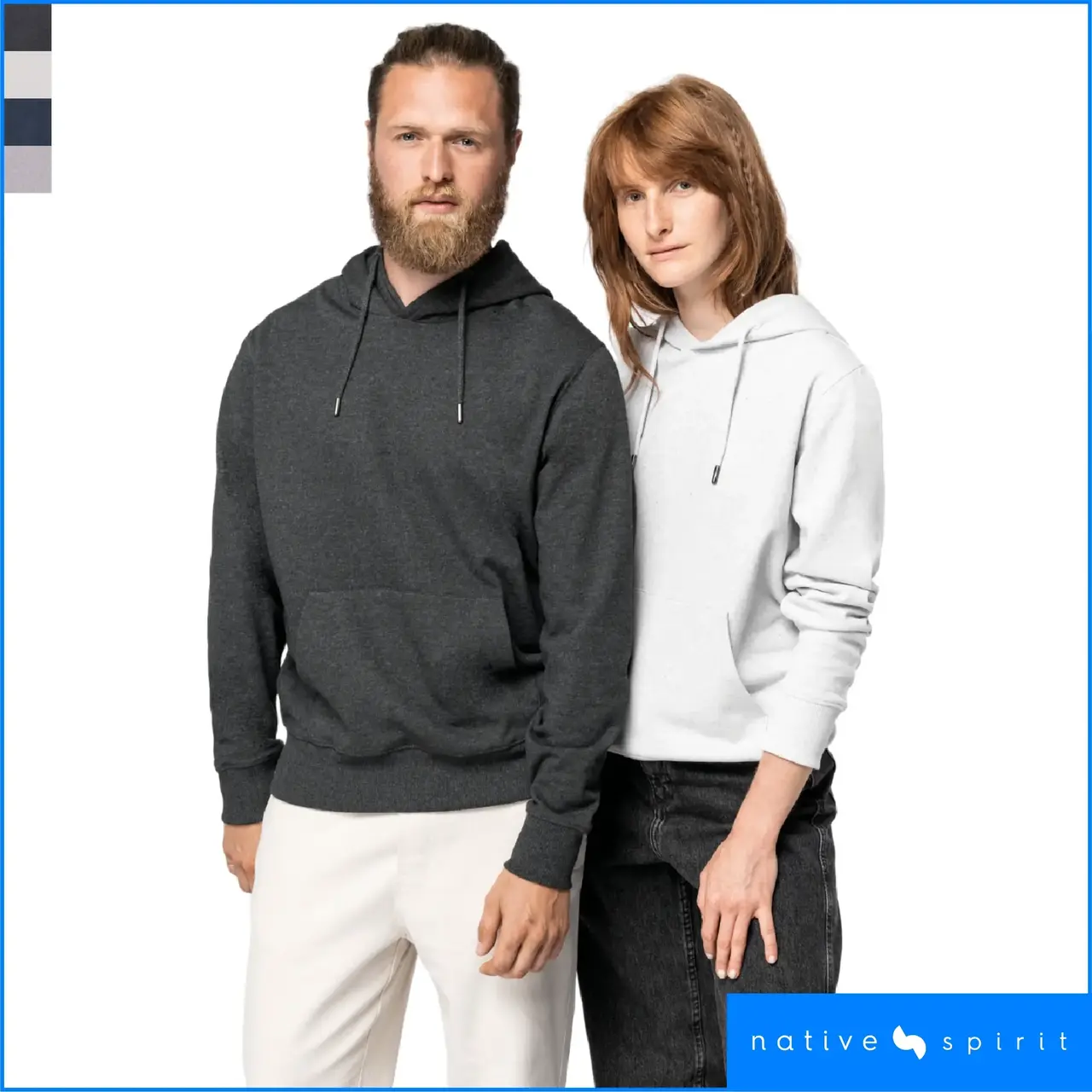 NS411 taaskasutatud materjalidest kapuutsiga pusa