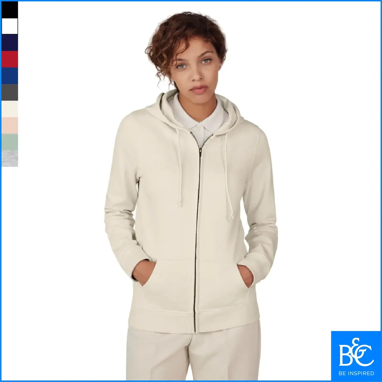 ORGANIC ZIPPED HOOD W naiste orgaanilisest puuvillast lukuga pusa