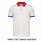 PA489 mitmevärviline meeste sportlik polo, valge, punane ja sinine