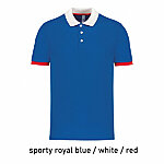 PA489 mitmevärviline meeste sportlik polo, sinine, valge ja punane