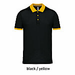 PA489 mitmevärviline meeste sportlik polo, must ja kollane