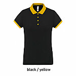 PA490 mitmevärviline sportlik naiste polo, must ja kollane