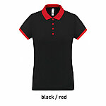 PA490 mitmevärviline sportlik naiste polo, must ja punane