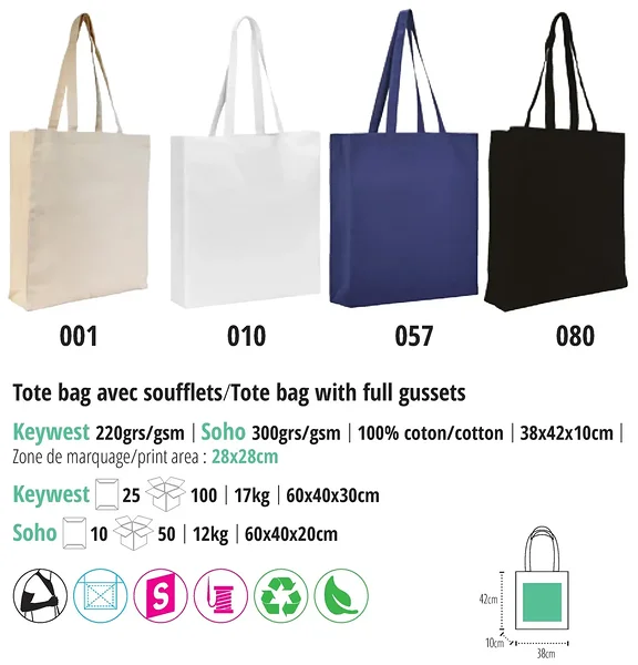 SOHO alt laia põhjaga praktiline tote bag: tehniline info