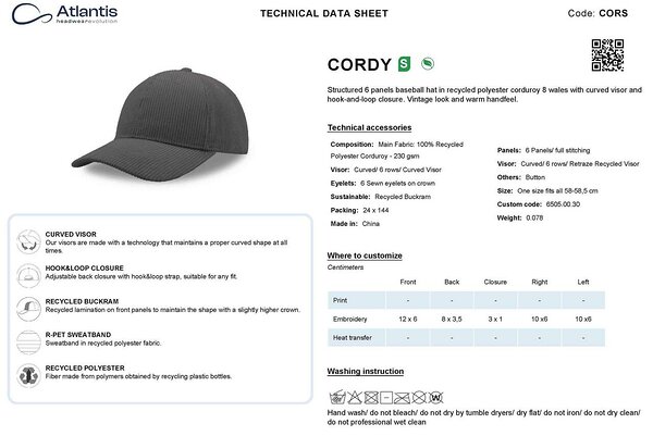 CORDY-S eksklusiivse vöördilise mustriga nokamüts, tehniline info