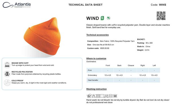 WIND-S taaskasutatud polüestrist pehme kootud müts. tehniline info