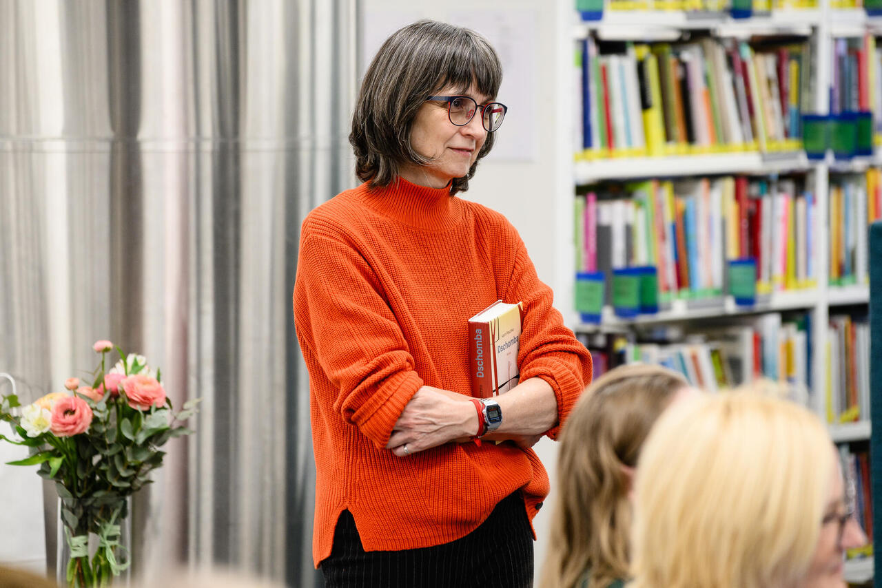 Karin Peschka Lesung in der Estnischen Nationalbibliothek (RaRa), 2024. Photo: Eiko Lainjärv