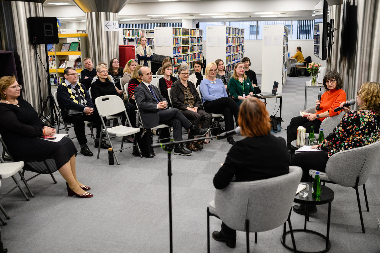 Karin Peschka Lesung in der Estnischen Nationalbibliothek (RaRa), 2024. Photo: Eiko Lainjärv