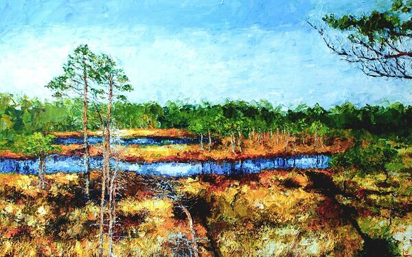 “Pines. Sinisalu-Matsimäe&quot;. 2021. Oil on canvas. 120x200 cm. Private collection