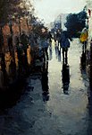 „Fragment with Pedestrians“. 2017. Oil on canvas. 74’’x 53’’. Private collection