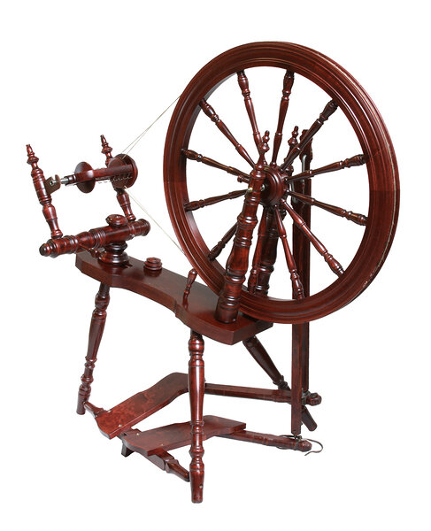 Kromski Symphony spinning wheel, finished mahogany