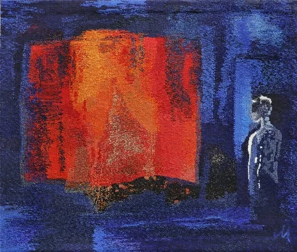 Fotol: Maasike Maasik "UPUTAB MURET, PÕLETAB TUSKA", gobeläänpõime, 2021