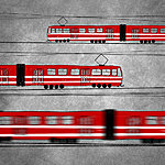 Red trams art print lumimari illustration