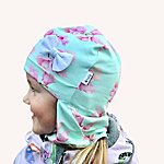Scarf hat for colder weather, with floral details