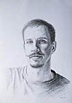 &quot;Self-portrait with mustache&quot; 7B pencil on A3 paper. For now, the mustache and beard are gone, to please ladies in my family. 