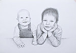 &quot;E and V&quot; 8B pencil on A3 paper. Comissioned drawing of a little sister and a brother.