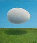 "In the field" Oil on canvas, 70x80 cm. A surreal moment in an anonymous field. SOLD.