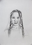 &quot;Kindergarten graduate&quot; 5B pencil on A3. She&#x27;s a real hair guru. If you have hair, she can make you a hairstyle.