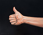 &quot;Like, for real&quot; Oil on canvas, 50x40 cm. In the times of virtual likes it&#x27;s good to see a real thumb up. Available