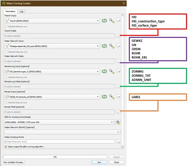 Tool screenshot with layers to select guideline.