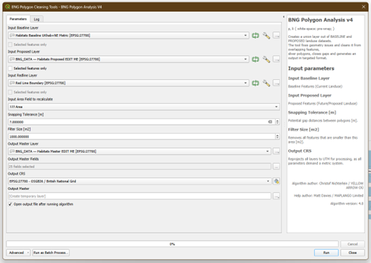 Screenshot of the tool's interface in QGIS