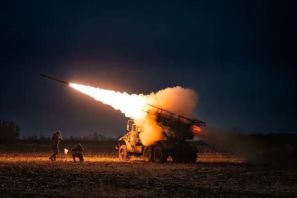 1/ Oxana Chorna. A BM-21 Grad multiple launch rocket system fires a salvo from a firing position. Bahatyr, Donetsk Oblast. January 2025. 23rd Separate Mechanised Brigade, Ukraine