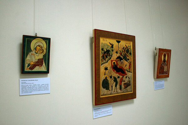 Evijas Rudzītes  - Dievmātes un Svētā Rīgas Jāņa ikonas, Agneses Vasiļevskas -  Kristus Piedzimšanas ikona
