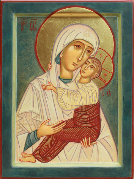 Dievmātes ikona Eleusa (pēc Gruzijas ikonu paraugiem) (15 x 20 cm)