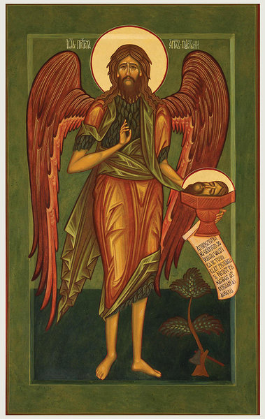 Saint John the Forerunner &quot;The Angel of the desert&quot; This is the one about whom it is written:  “I will send my messenger ahead of you, who will prepare your way before you.’(30 x 51 cm) 