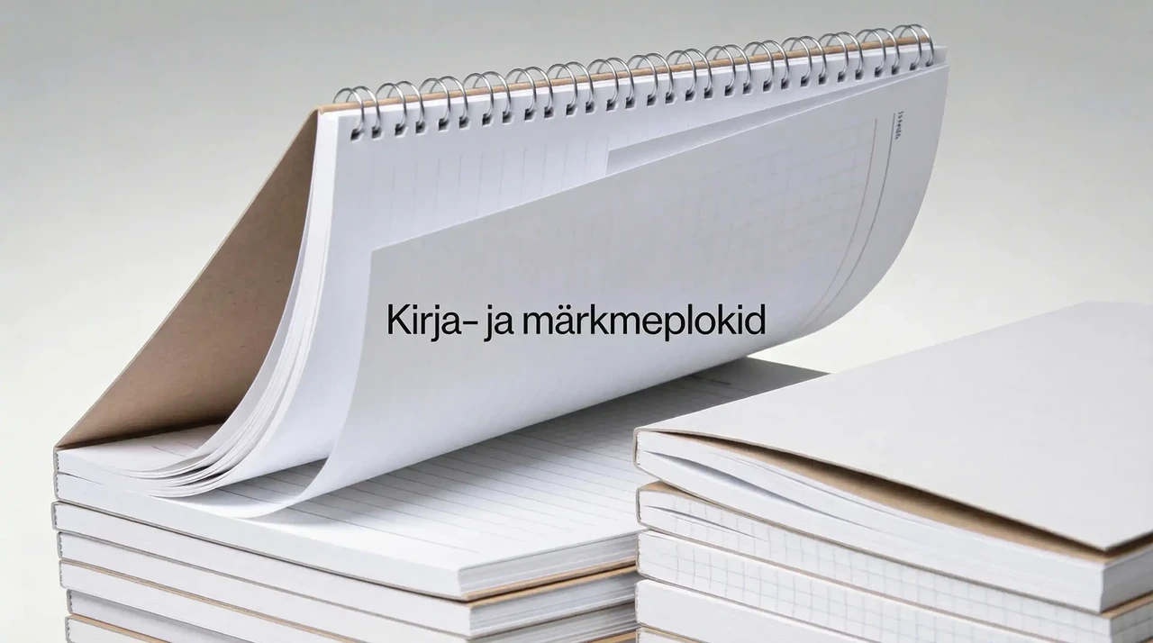 kirja- ja märkmeplokkide kujundamine ja tootmine