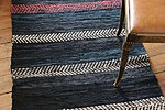 Handwoven dark  rug of black denim 90 x 188 cm /35 x 74 inch from Terra Mama e-shop