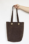 Vintage calf chocolate brown leather tote with doggy giving a paw