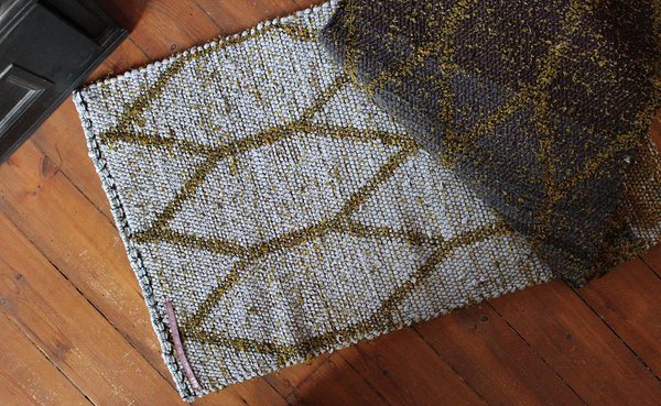 Terra Mama double-sided thick handwoven rugs from recycled textiles and soviet era fishnet