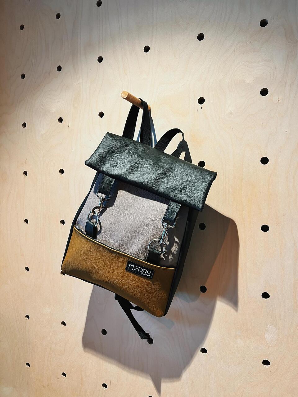 Multicolored vegan leather backpack – English