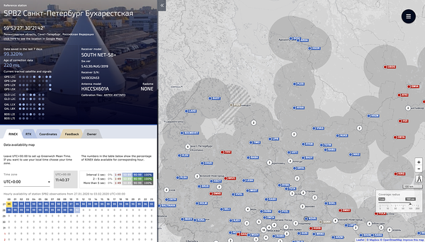 HIVE web interface (map and reference station passport).