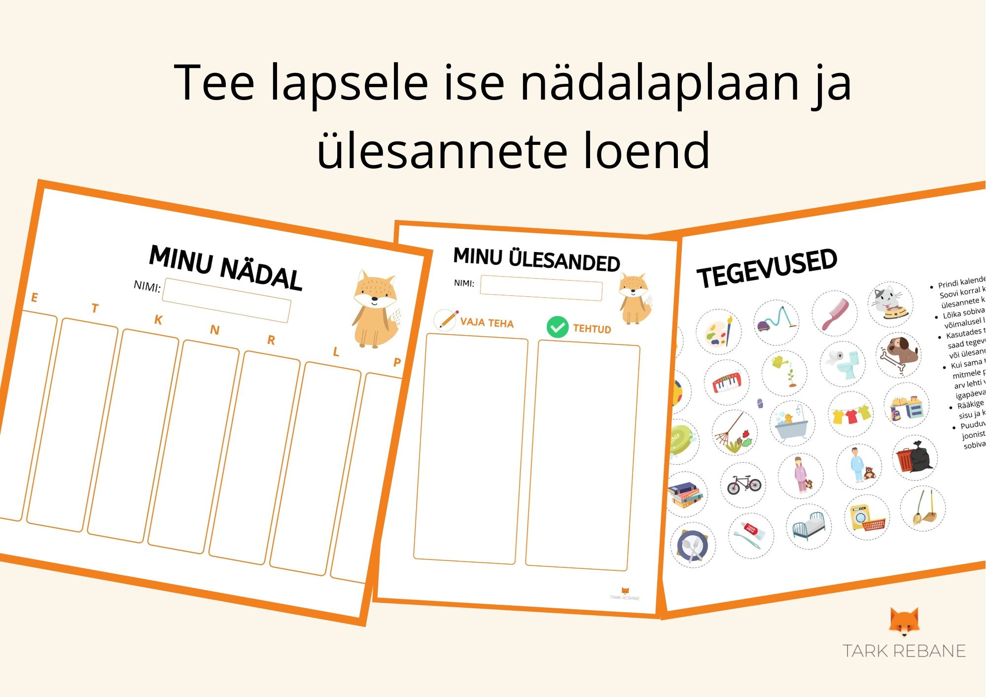 Kalendrid ja nimekirjad lastele – Tark Rebane