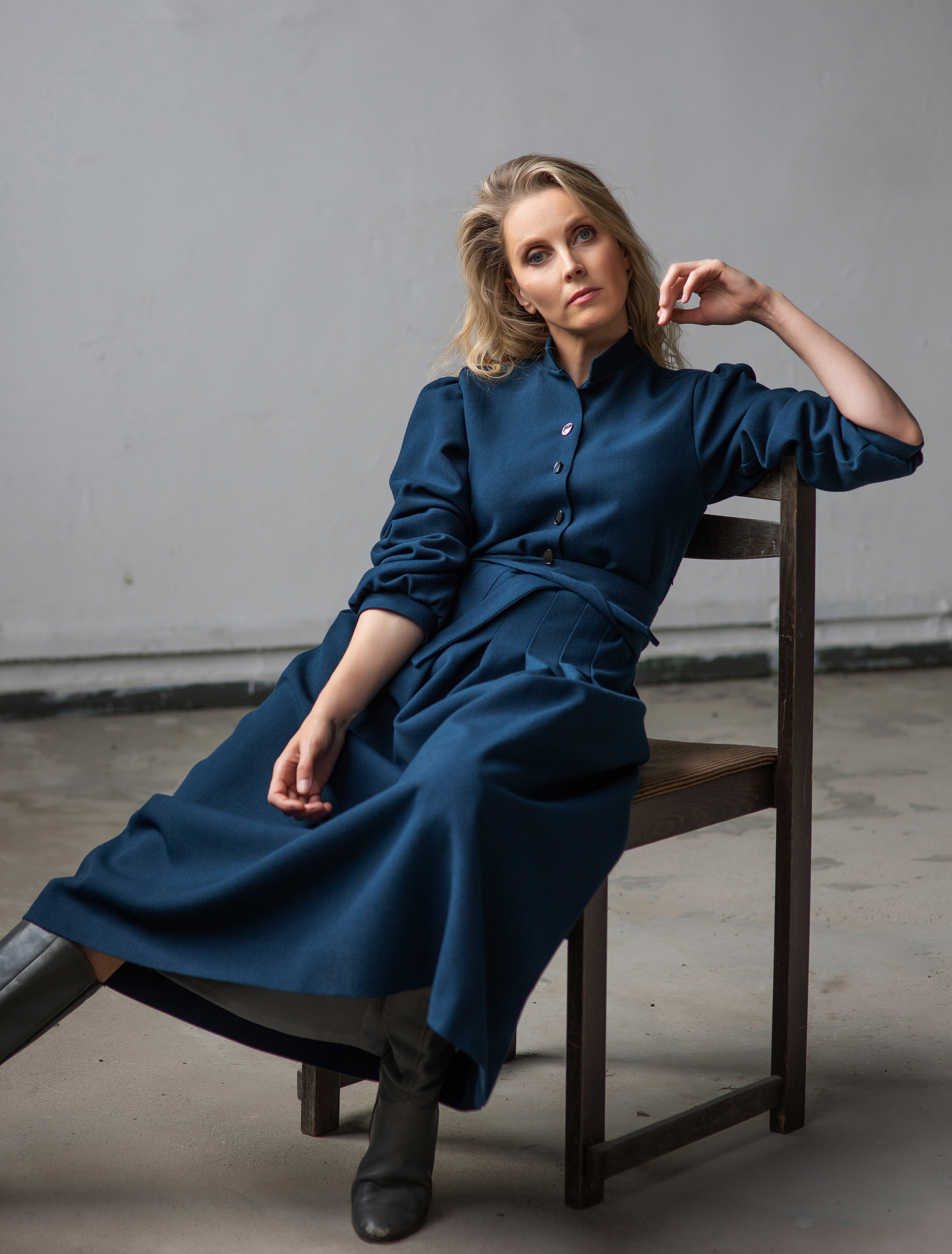 Blue wool dress – Karin Rask - design that does no harm to the environment