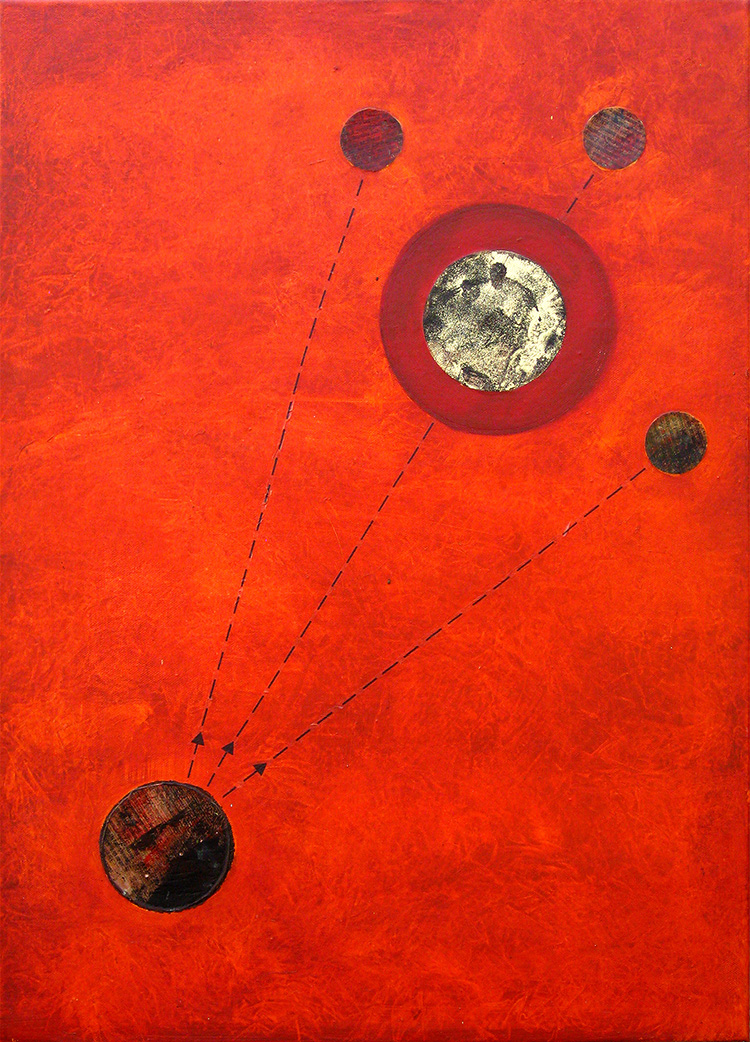 heavenly spheres for Max   (oil and collage on canvas)  50x70cm   £450  